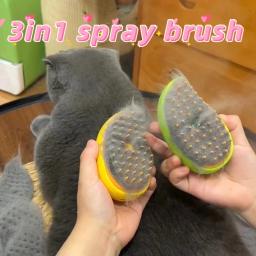 Spray removedor de cabelo elétrico para animais de estimação, Steam Brush Comb, Massage Hair Removal Tool, Dog and Cat Grooming, Água, 3 em 1 - Image 1
