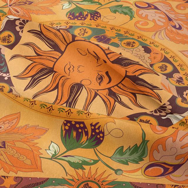 Tapeçaria Mandala Sol e Lua para Decoração Boho do Quarto e Sala de Estar