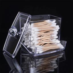 Caixa de armazenamento de cotonete de algodão transparente organizador de maquiagem caixa de armazenamento acrílico cotonete caixa de cosméticos banheiro quarto armazenamento - Image 6