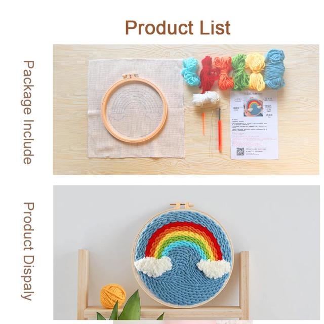 Kit de Bordado Criativo para Iniciantes com Punch Needle - Conjunto Artesanal de Decoração Floral para sua Casa