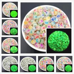 100 pçs/lote 7mm contas de letras luminosas forma oval acrílico espaçador contas para fazer jóias diy encantos pulseira colar acessórios - Image 1