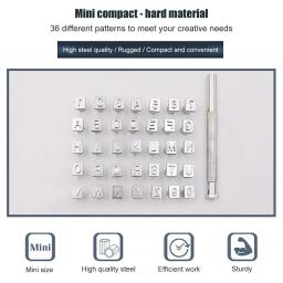 Couro Seal Gravura Artesanato Conjunto de Ferramentas, Aço Alfabeto Número Selo, Couro Artesanato Selos, Molde De Impressão De Metal, DIY Set, 36Pcs - Image 5
