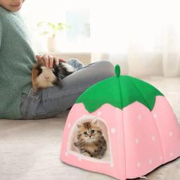 Cama colorida brilhante para animais de estimação, lugar privativo para animais, cabana aconchegante para morango pequeno, casa de hamster, cama cobaia, coelho - Image 1