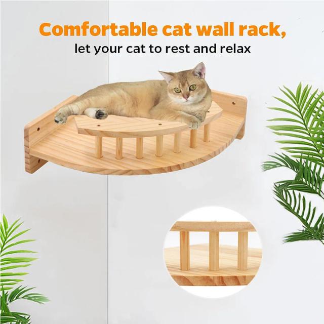 Móveis de Madeira para Gatos - Rede e Prateleira de Escalada Premium
