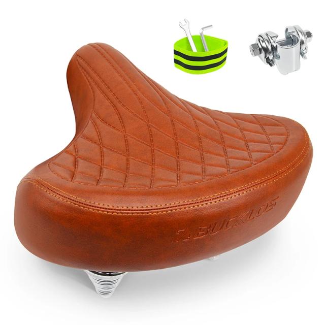 BUCKLOS Selim de Bicicleta Ergonômico Alargado Confortável PU Couro