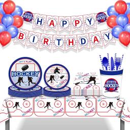 Hóquei temático Birthday Party Decorações, Balões Set, Happy Birthday Banner, Bolo Topper, Tema Esportes, Fontes do partido - Image 5