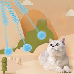Brinquedo para animais de estimação engraçado interativo gato vara primavera corda bola brinquedo de pelúcia jogar treinamento gatos suprimentos акkolandoри для yisтів - Image 2