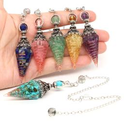 7 Cristais Chakra Pêndulo Pedras Naturais Reiki Cura Quartz Gems Resina Pingente para Adivinhação Yoga Meditação Jóias - Image 3