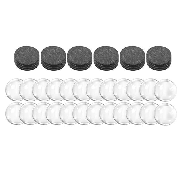 Conjunto de 24 Cabochões de Vidro Transparente para Artesanato com Adesivo Magnético em Backing