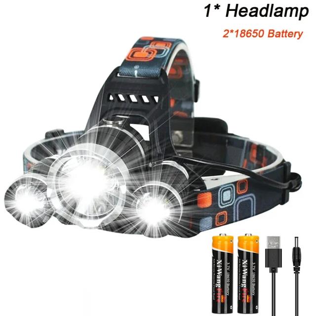 Lanterna Portátil LED Ultra Brilhante com Bateria Recarregável 18650 para Pesca, Caça e Acampamento ao Ar Livre