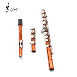 SLADE-Flauta Chave Profissional C, Flauta Laranja Aberta Fechada, Flauta De Concerto Banhado A Prata Com Caixa, Pano De Limpeza, Luvas De Vara, 16 Furos - Image 3