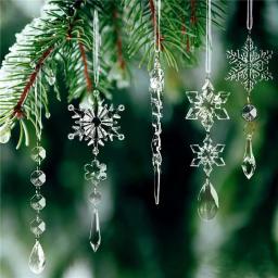 Cristal Decorações De Natal, Floco De Neve De Acrílico, Gota De Sincelo Ornamentos, Decoração De Pendurado De Árvore De Natal, Festa De Ano Novo - Image 3