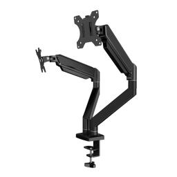 Suporte de braço de monitor duplo, até 20 lbs, suporte de mesa, altura e ângulo ajustáveis, telas de 13 a 32" - Image 1