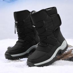 Marca masculina sapatos de inverno à prova dwaterproof água botas masculinas de pelúcia quente casal botas de neve ao ar livre antiderrapante caminhadas botas de trabalho botas de tornozelo - Image 2
