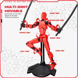 Figura de ação T13 já montada com suporte, Titan 13, Lucky 13 Articulações, Figuras de ação móveis, Robô Nova manequim - Image 3