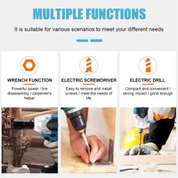 Chave de impacto elétrica sem fio multifuncional, broca manual sem escova, sem bateria, ferramenta elétrica portátil para construção, reparo de automóveis - Image 3