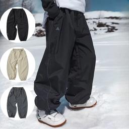 Calças de esqui de placa dupla profissional, à prova d'água, ajuste solto, resistente ao desgaste, calças de snowboard masculinas - Image 1