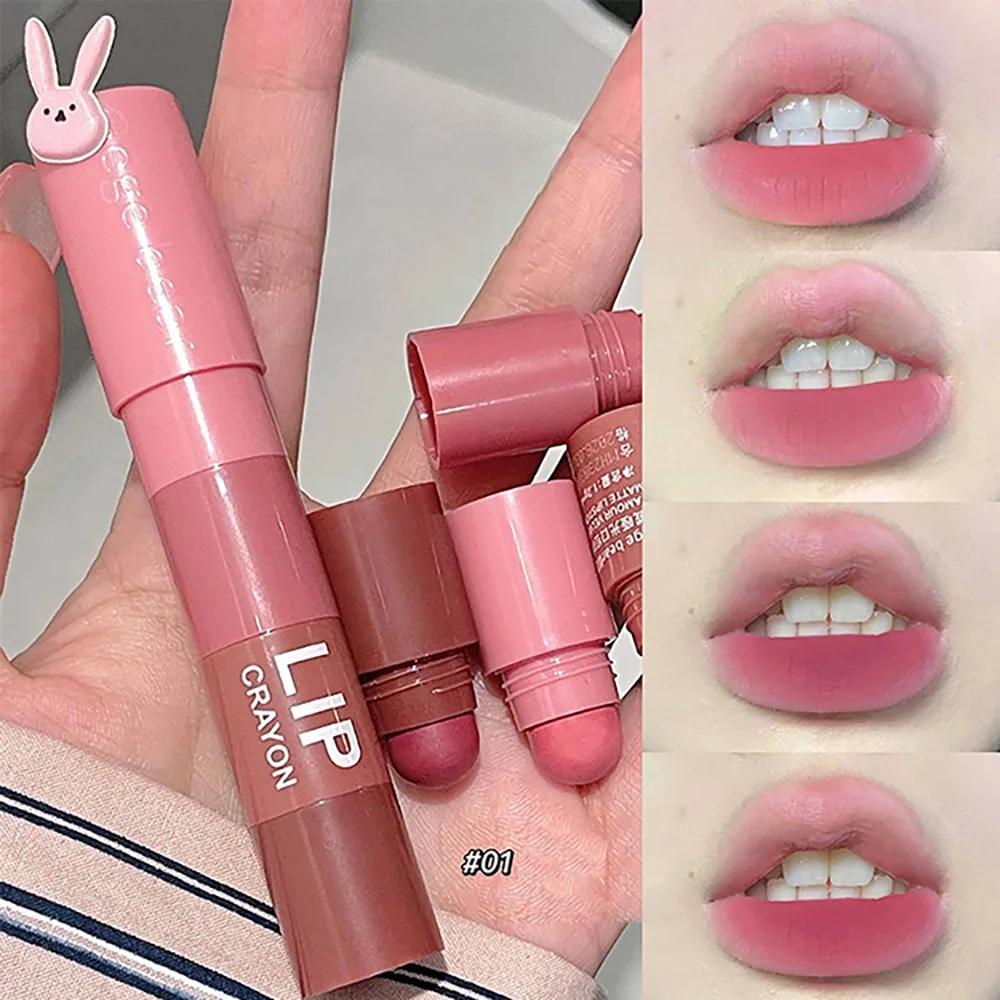 Gege Bear Velvet Matte Crayon Lipstick, impermeável, antiaderente, minúsculo batom, maquiagem super stay, rosa vermelha, desgaste longo, 4 em 1 - Image 1
