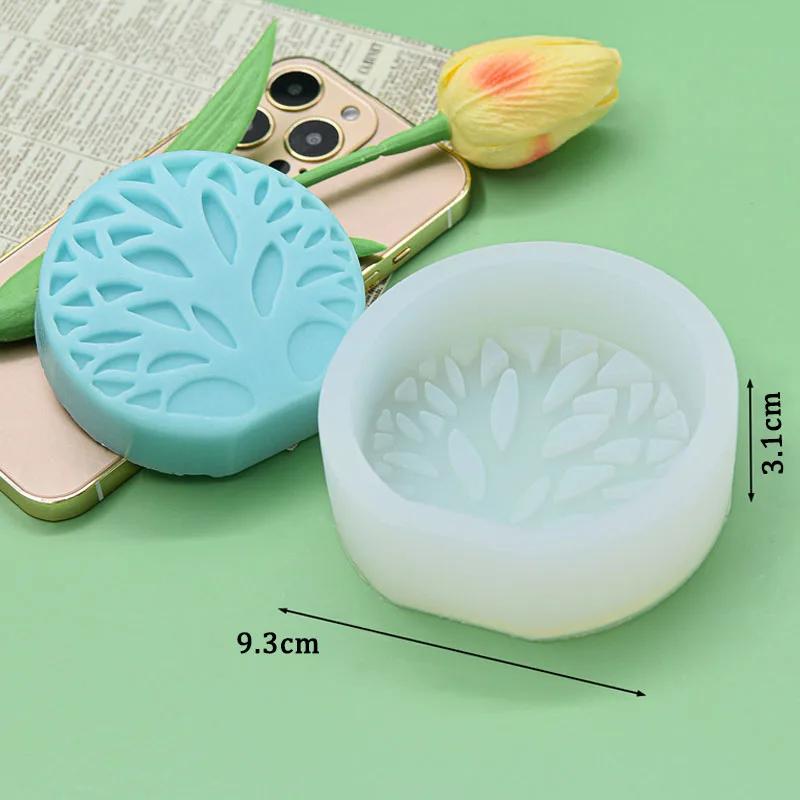 Flat Coral Árvore Silicone Molde, Forma Redonda Árvore, Vida Árvore, Vela, Gesso, Resina Sabão Fazendo Molde, Ferramenta De Cozimento De Chocolate, Decoração Presentes - Image 1