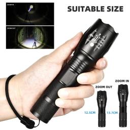 Lanternas LED de Alta Potência, Tocha De Acampamento, 5 Modos De Iluminação, Liga De Alumínio, Luz Zoomable, Impermeável, Uso De Material, 3 Baterias AAA - Image 2