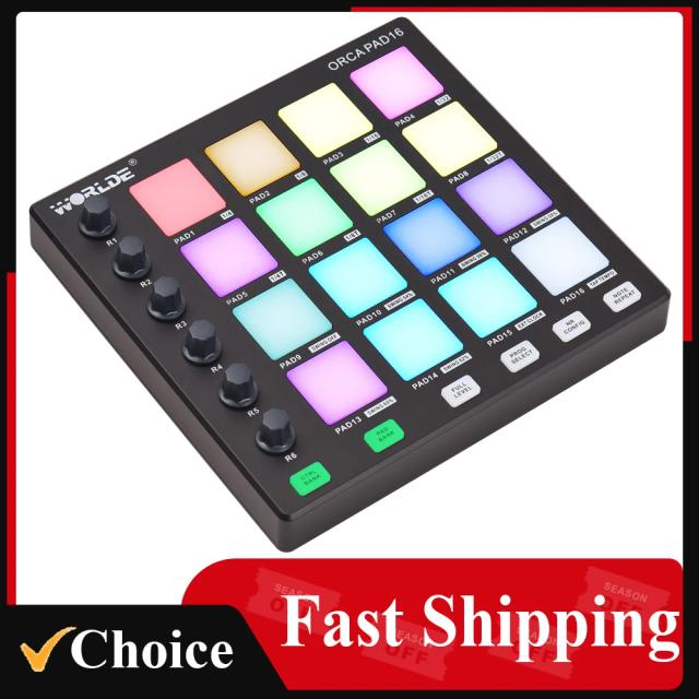 Controlador MIDI Beat Maker com 6 Botões Atribuíveis, Função Note Repeat e Mini Pads para Produção Musical USB