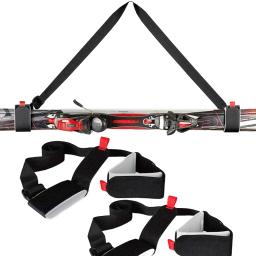 Sacos de esqui de náilon ajustável pólo de esqui ombro mão transportadora chicote alça alças porter gancho loop protegendo para esqui snowboard - Image 1