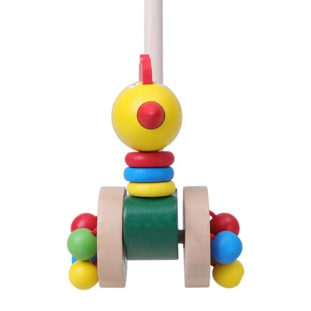 Carrinho de Bebê Educacional de Madeira para Primeiros Passos - Brinquedo Infantil