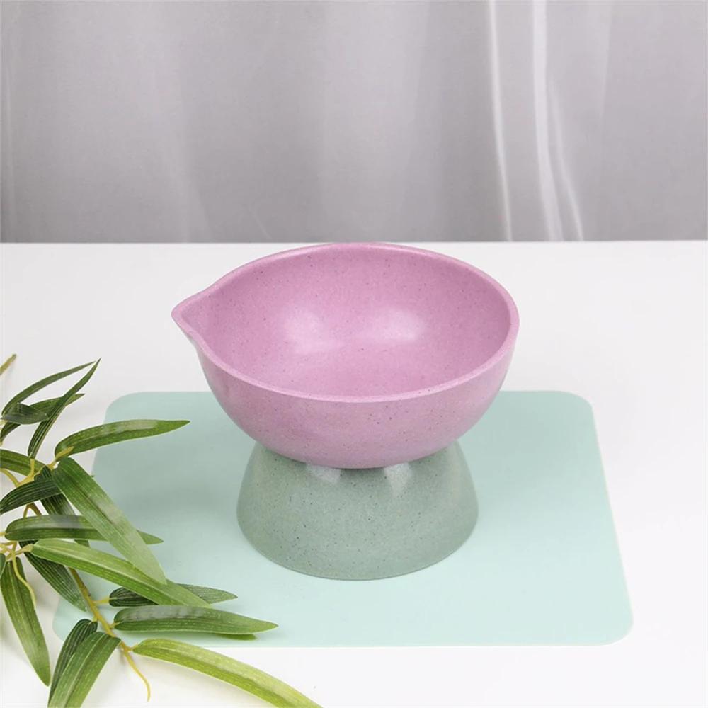 Alimentador elevado para animais de estimação com suporte Fibra de bambu Tigelas criativas de comida e água Alimentador de gatos e cães - Image 1