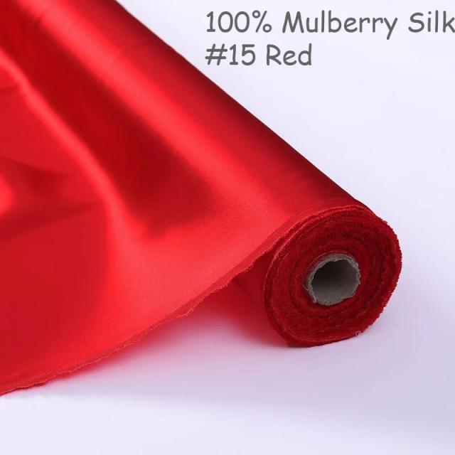 Tecido de Seda 22 Momme 100% Puro Mulberry Charmeuse com Bordado em Preto, Branco, Pêssego e Uva para Vestuário