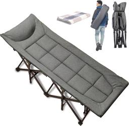 Cama dobrável ao ar livre portátil com almofada para adultos, Oxford Camping Bed, Travel Outdoor Bed, Double Layer - Image 1