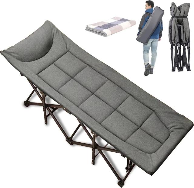 Cama Dobrável Portátil para Camping com Almofada para Adultos - Cama de Oxford para Atividades ao Ar Livre com Camada Dupla