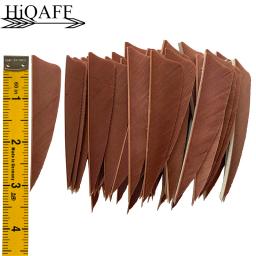 Penas de Turquia Natural para Tiro com Arco, Escudo Cortado, Fletches Pena, Fletching Seta, Vanes Marrom, 3in, 50PCs - Image 1