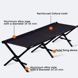Outdoor dobrável Pesca Camping Marching Bed, Portátil Folding almoço Break Cot, Única cama Rscort, Anyhike - Image 4
