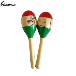 Abanadores de percussão com martelo de areia, maracas coloridas, festa tropical de madeira, brinquedos musicais para crianças e bebês, 1 par - Image 1
