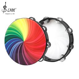 SLADE-Tambourine tambor para educação infantil, colorido, dupla linha Handbell, mão tambor, instrumento de percussão musical, 10 em - Image 1