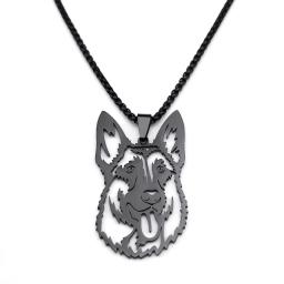 Colar pingente de aço inoxidável para homens e mulheres, cor preta, Hip Hop, pastor alemão, corrente punk pet, colar de jóias, NZZZ532S06 - Image 3