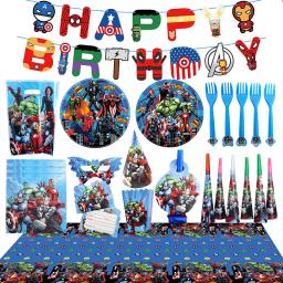 Marvel Superhero Birthday Party Decorações, Os Vingadores Kids Party Supplies, Conjunto de Louça, Balões, Banner, Toalha de Mesa, Pano de fundo - Image 2
