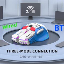Tri-mode 2.4g usb bluetooth sem fio gamimg mouse 12 teclas rgb jogo com fio meche ratos para windows ios escritório em casa portátil pc gamer - Image 3