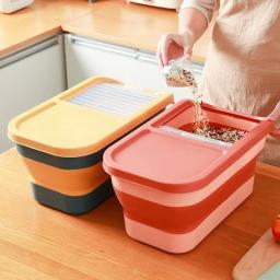 Recipientes de armazenamento de comida dobrável, grande capacidade hermética comida seca, cão e gato selado balde, acessórios para animais de estimação - Image 5