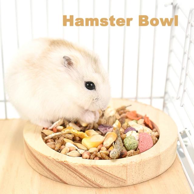 Tigela Redonda de Madeira Anti-Turning para Alimentação de Pequenos Animais de Estimação, Ideal para Esquilos, Ouriços, Hamsters e Roedores