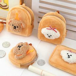 Cartoon Plush Dog Coin Bag, Titular do cartão, Mini Carteira, Cute Zipper Purse, Leve, Saco de armazenamento pequeno - Image 5