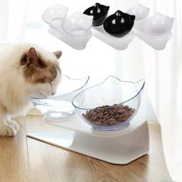 Tigela de gato dupla com suporte, alimentador de comida de água antiderrapante elevado, filhote de cachorro e gatinho Pet Supplies, alimentador elevado para cães com suporte - Image 1