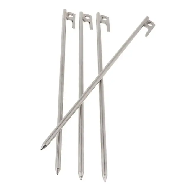 Estacas de Aço Resistente para Camping e Jardinagem - Jogo com 4 Pegs de 40cm para Terreno Sólido e Escalada