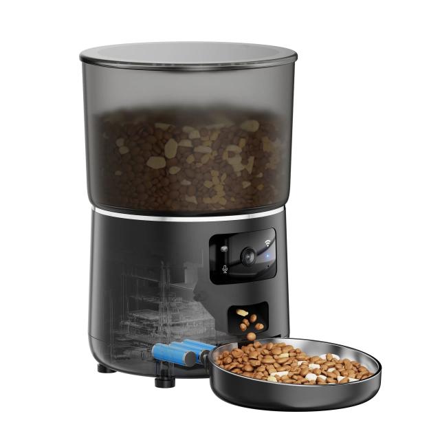 Dispensador Inteligente de Alimentos Secos para Cães e Gatos com Controle via App, Alimentador Automático Desmontável e de Limpeza Fácil
