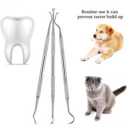 Inoxidável Double Headed Tooth Scaler e Raspador, Pet Dentes Ferramentas de Limpeza, Tarter Remover, Dog Cleaner, 3Pcs - Image 1