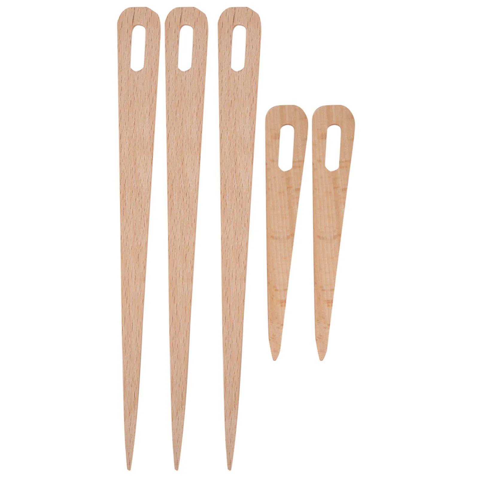 Agulhas De Tricô De Olho Grande De Madeira, Tapeçaria De Tecelagem Artesanato Ferramentas, 5Pcs - Image 1