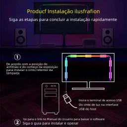 Faixa de luz led rgbic de sincronização de monitor de computador de imersão inteligente, pc usb 5v cor de sonho tira de luz de néon para decoração de quarto de jogos - Image 5