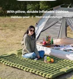 Colchão inflável com bomba de travesseiro embutida, 200x140cm, cama de dormir ao ar livre, almofada inflável para carro, acampamento, tapete de ar - Image 6