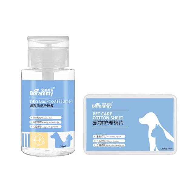 Colírio para Animais de Estimação: Elimine Manchas de Lágrima com Loção Desmaquilhante e Almofadas de Algodão para Cães e Gatos