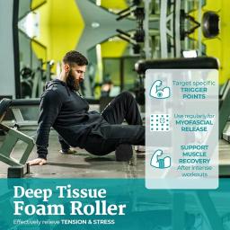 Rolo de espuma de cor sólida com sulcos ponto de massagem rolo de yoga pilates rolo de massagem fitness ginásio exercício relaxante muscular 33cm - Image 4